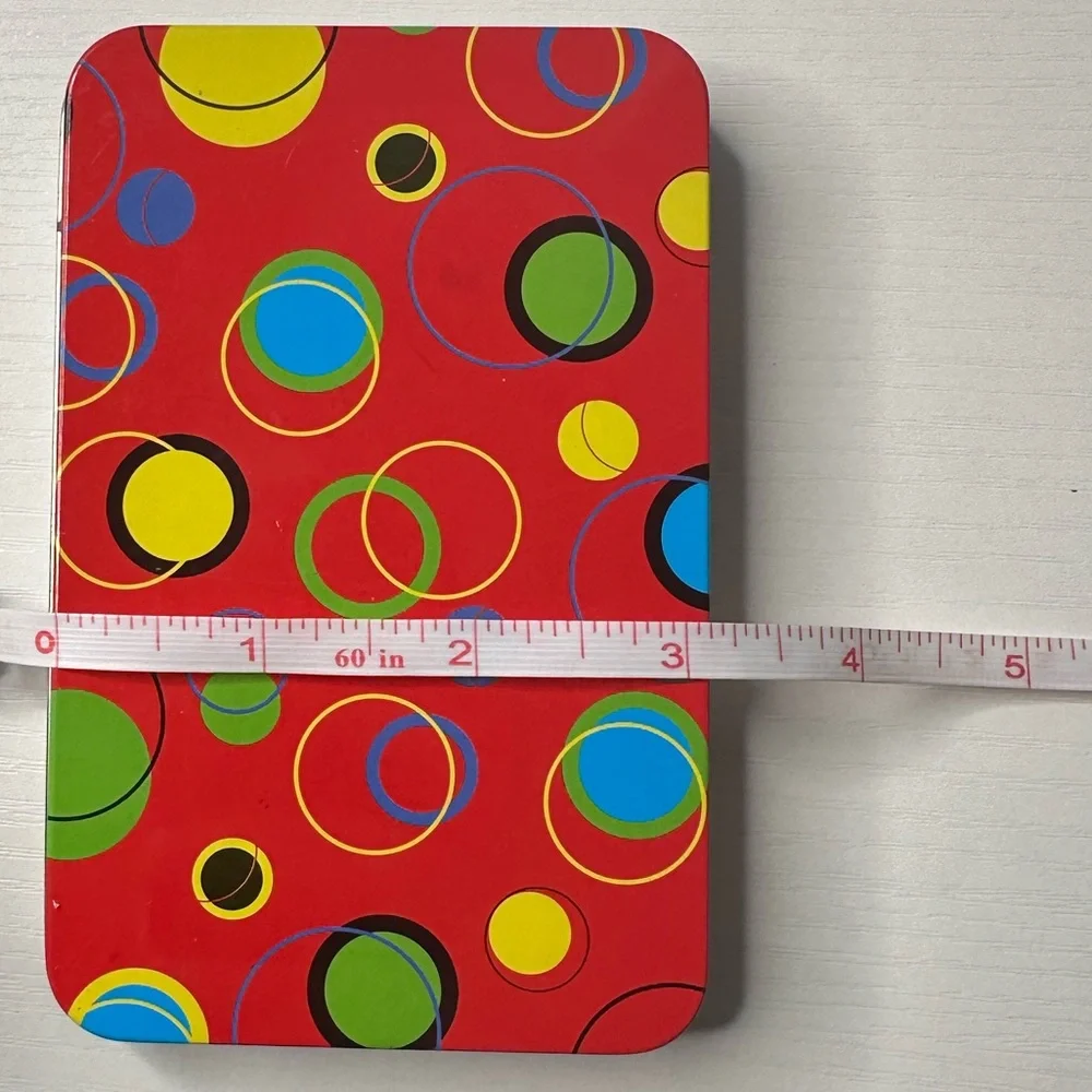 💲1 with purchase❗️ - Red Tin Box with Multicolor Circles